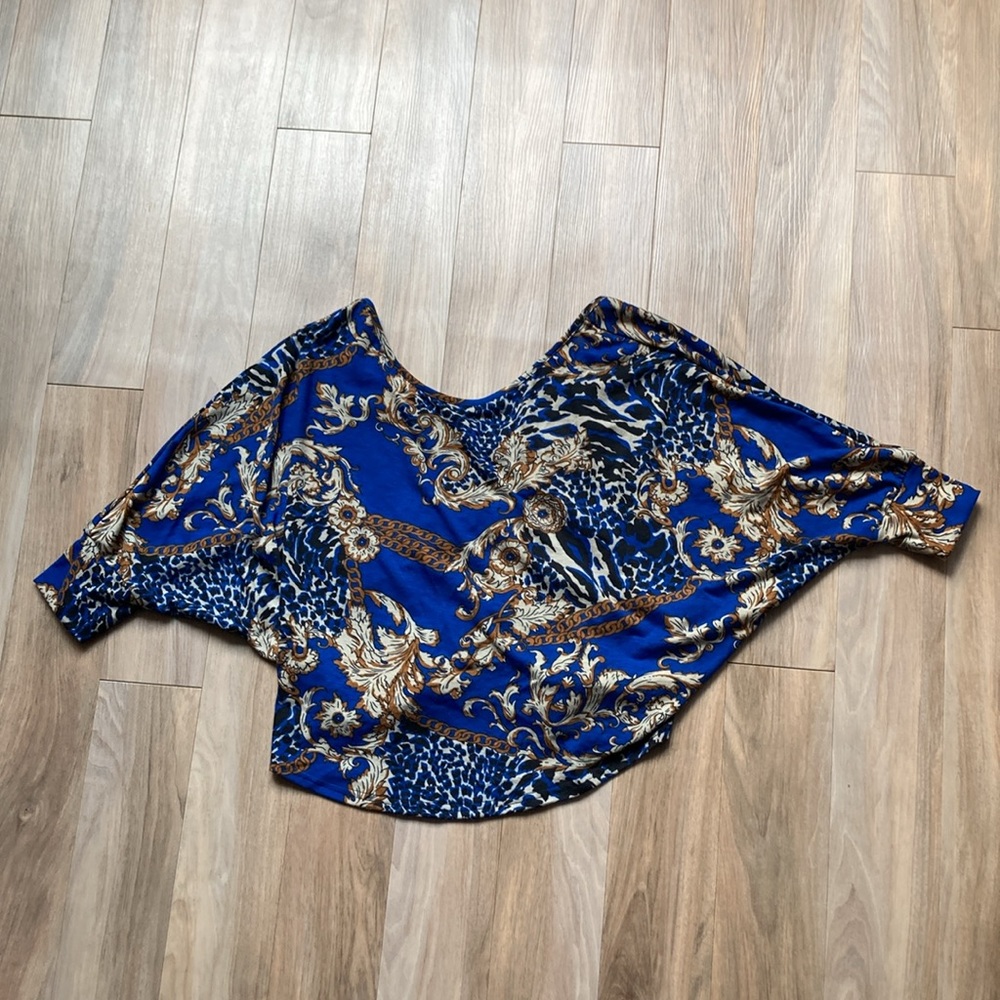 Floral print top boho w stretch adjustable length w/ cinch casual  M jrs - Picture 14 of 14